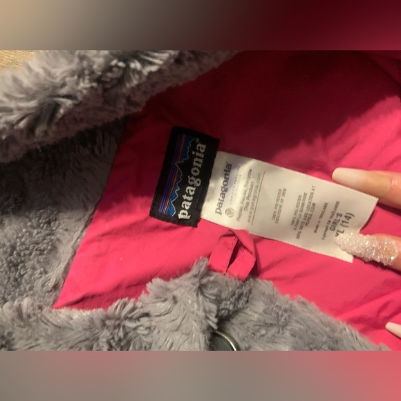 Girl’s Patagonia pelagic Sherpa fuzzy coat jacket spring casual Cozy $100 boho - Picture 2 of 4